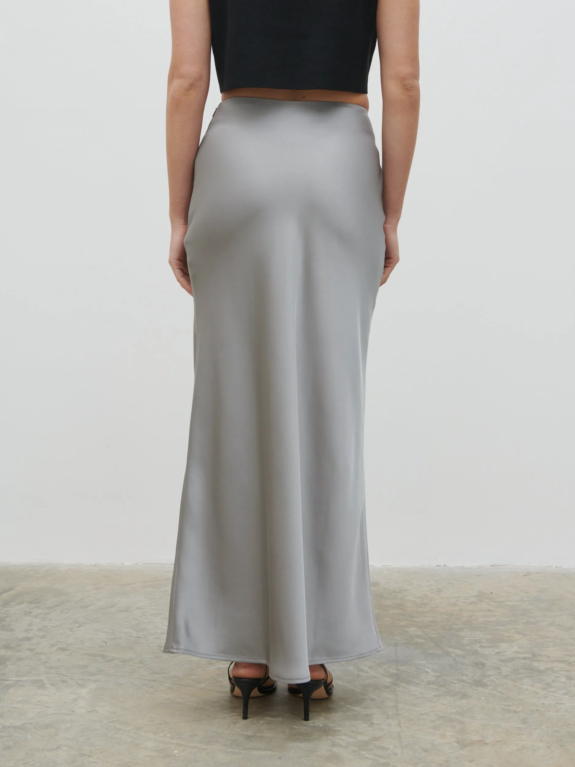 Breya Satin Maxi Skirt - Slate Grey sold by Pretty Lavish product image thumbnail 3