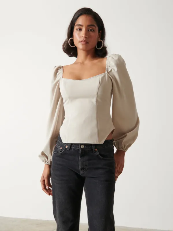 Niamh Embellished Top - Stone sold by Pretty Lavish