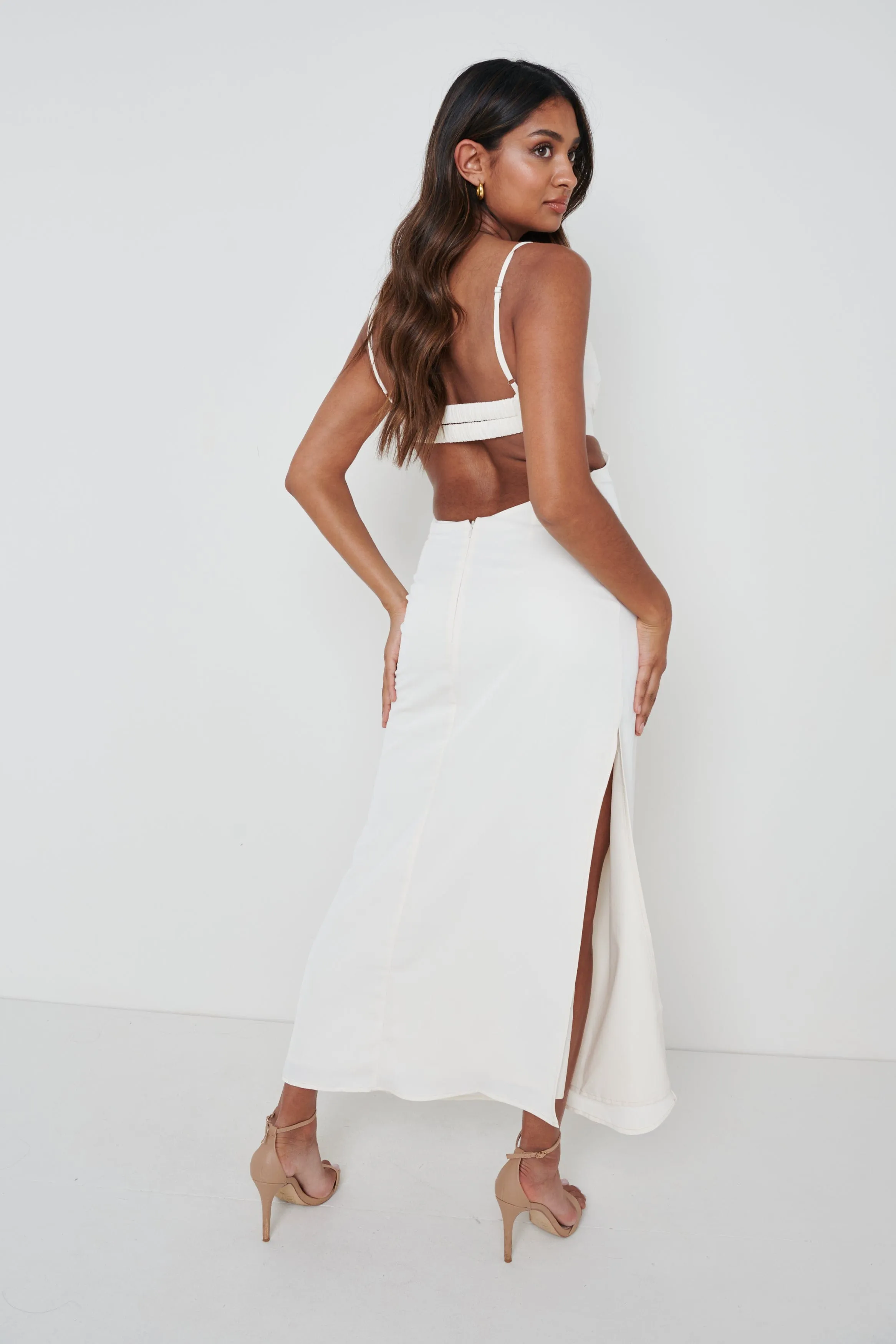 Reva Cut Out Midaxi Dress - Cream sold by Pretty Lavish product image thumbnail 4