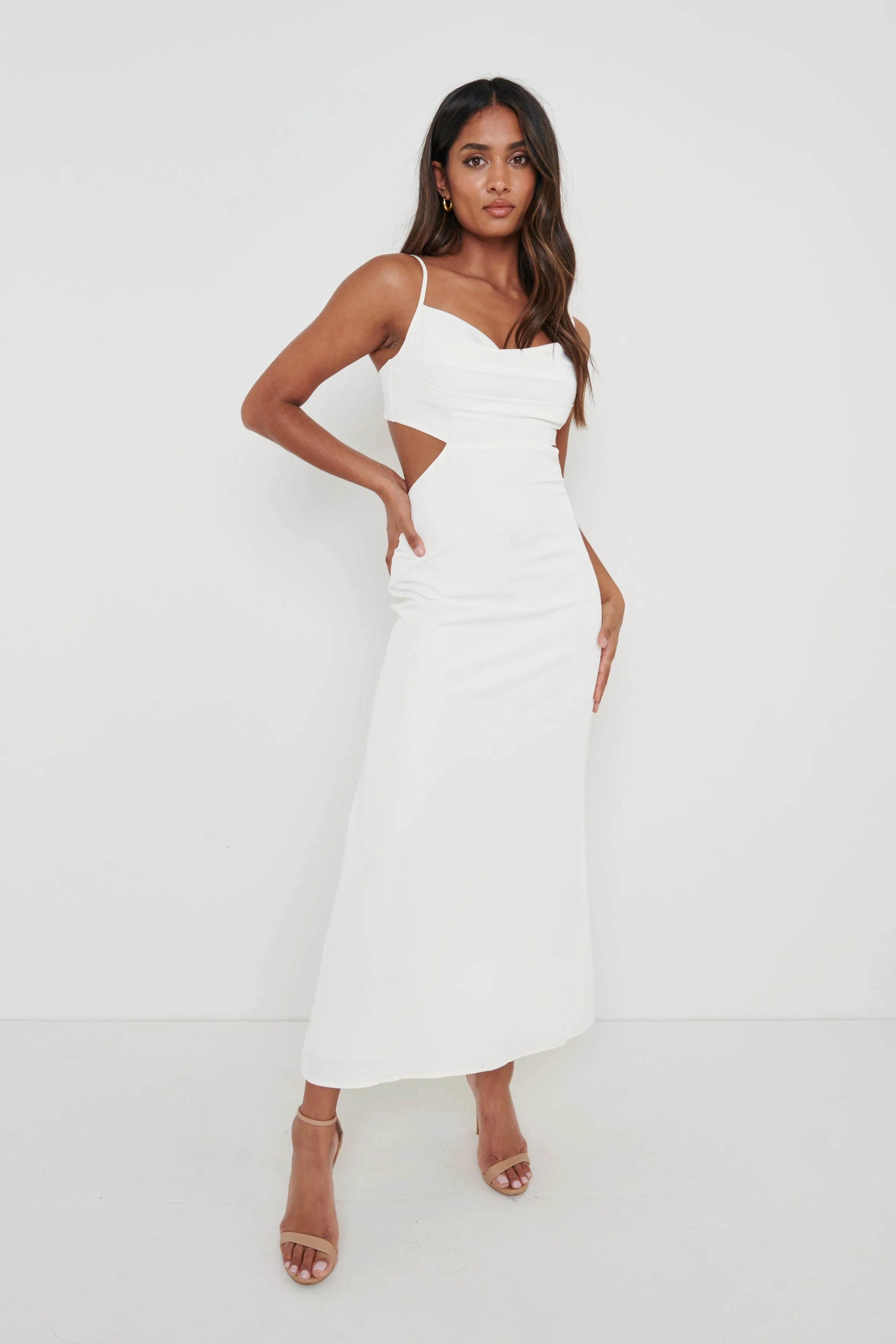 Reva Cut Out Midaxi Dress - Cream sold by Pretty Lavish