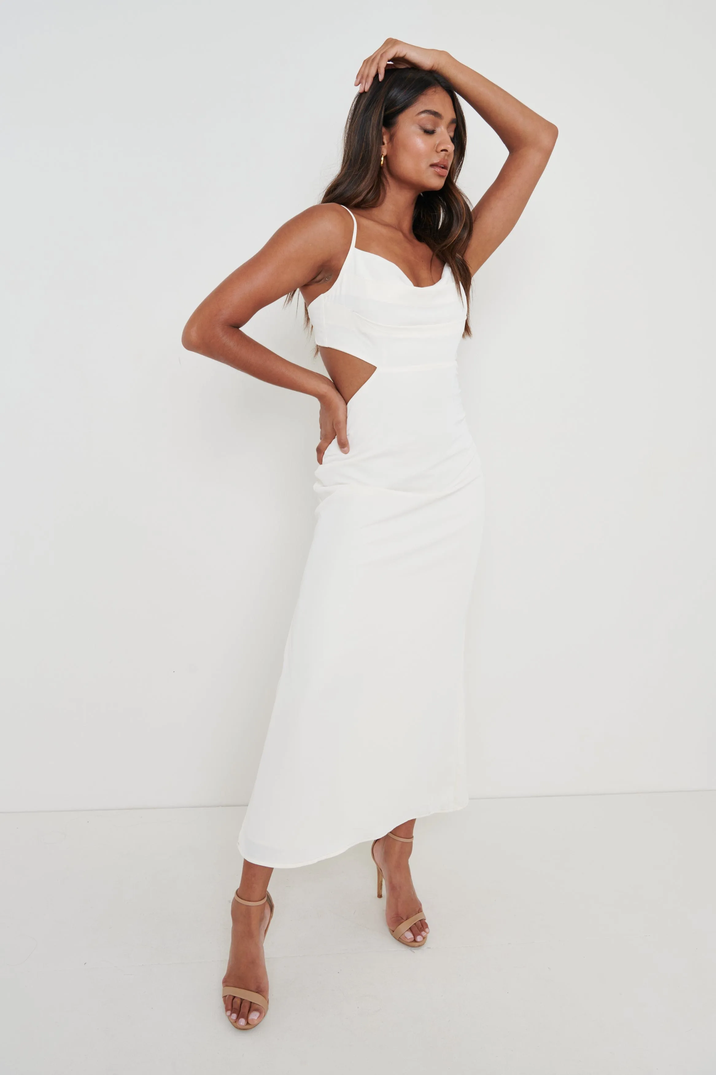 Reva Cut Out Midaxi Dress - Cream sold by Pretty Lavish product image thumbnail 2