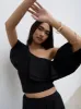 Sol Ruffle Cropped Top - Black sold by Pretty Lavish
