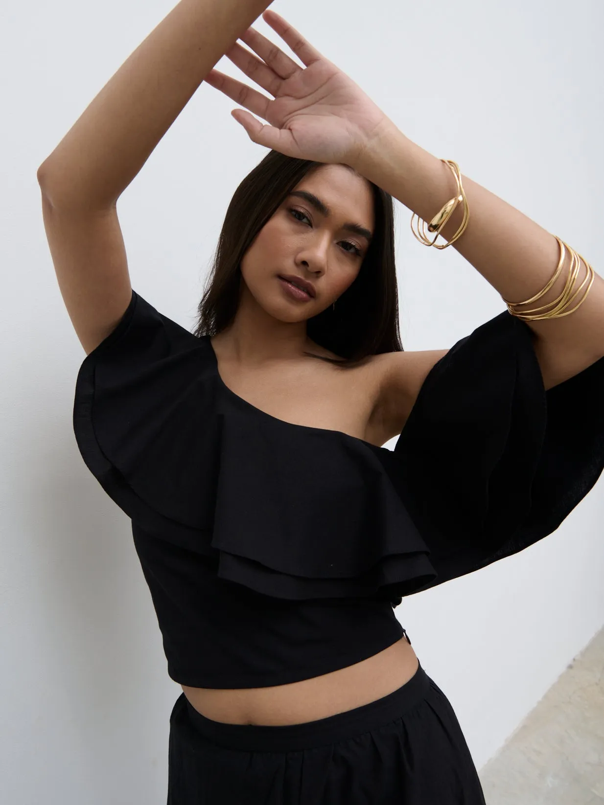 Sol Ruffle Cropped Top - Black sold by Pretty Lavish product image thumbnail 2