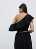 Sol Ruffle Cropped Top - Black sold by Pretty Lavish