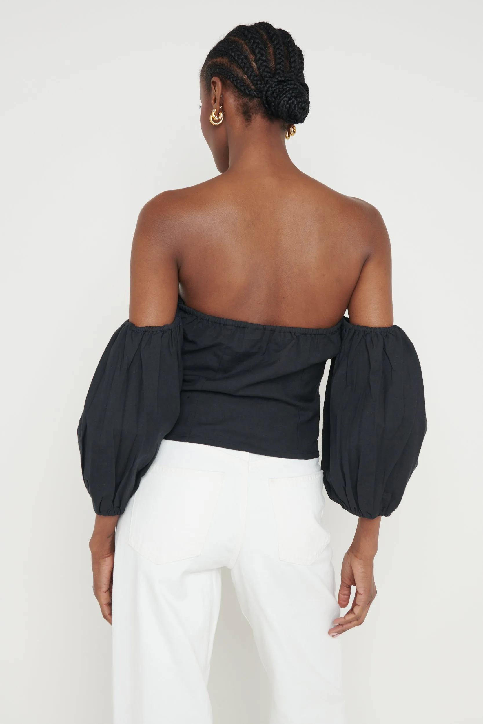 Elle Bardot Puff Sleeve Blouse - Black sold by Pretty Lavish product image thumbnail 4