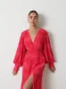 Lilianna Backless Balloon Sleeve Printed Dress - Pink and Red Watercolour sold by Pretty Lavish