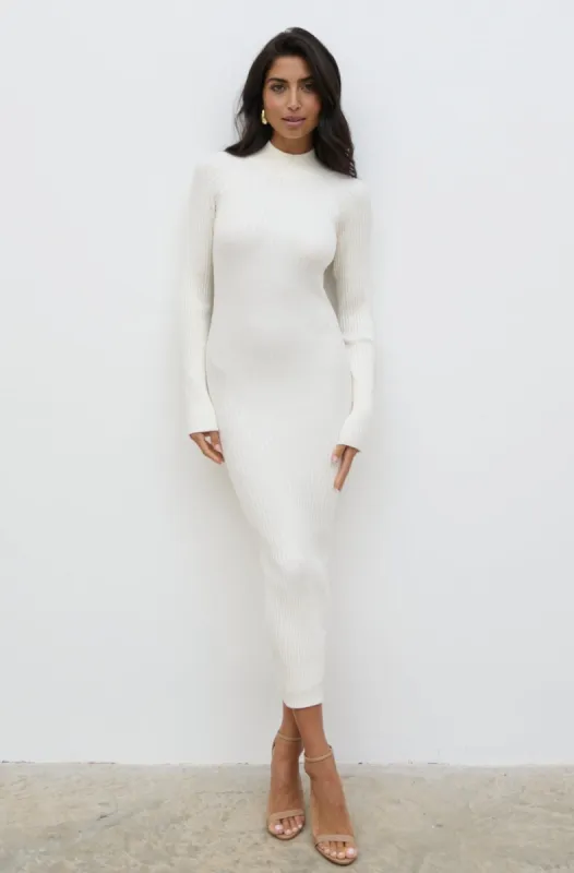 Abbey Knit Midaxi Dress - Cream sold by Pretty Lavish