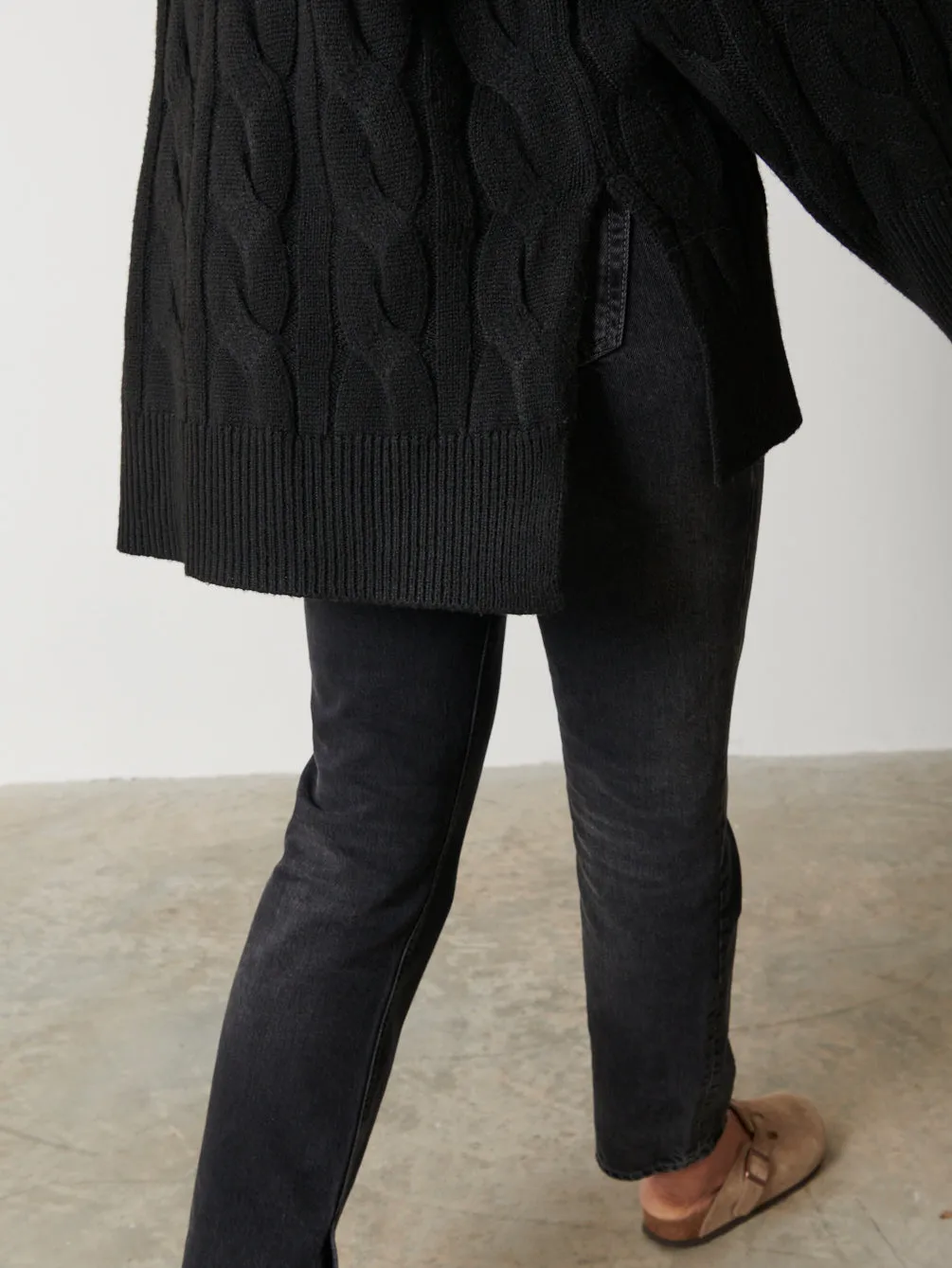 Ashlie Cable Knit V Neck Jumper - Black sold by Pretty Lavish product image thumbnail 2