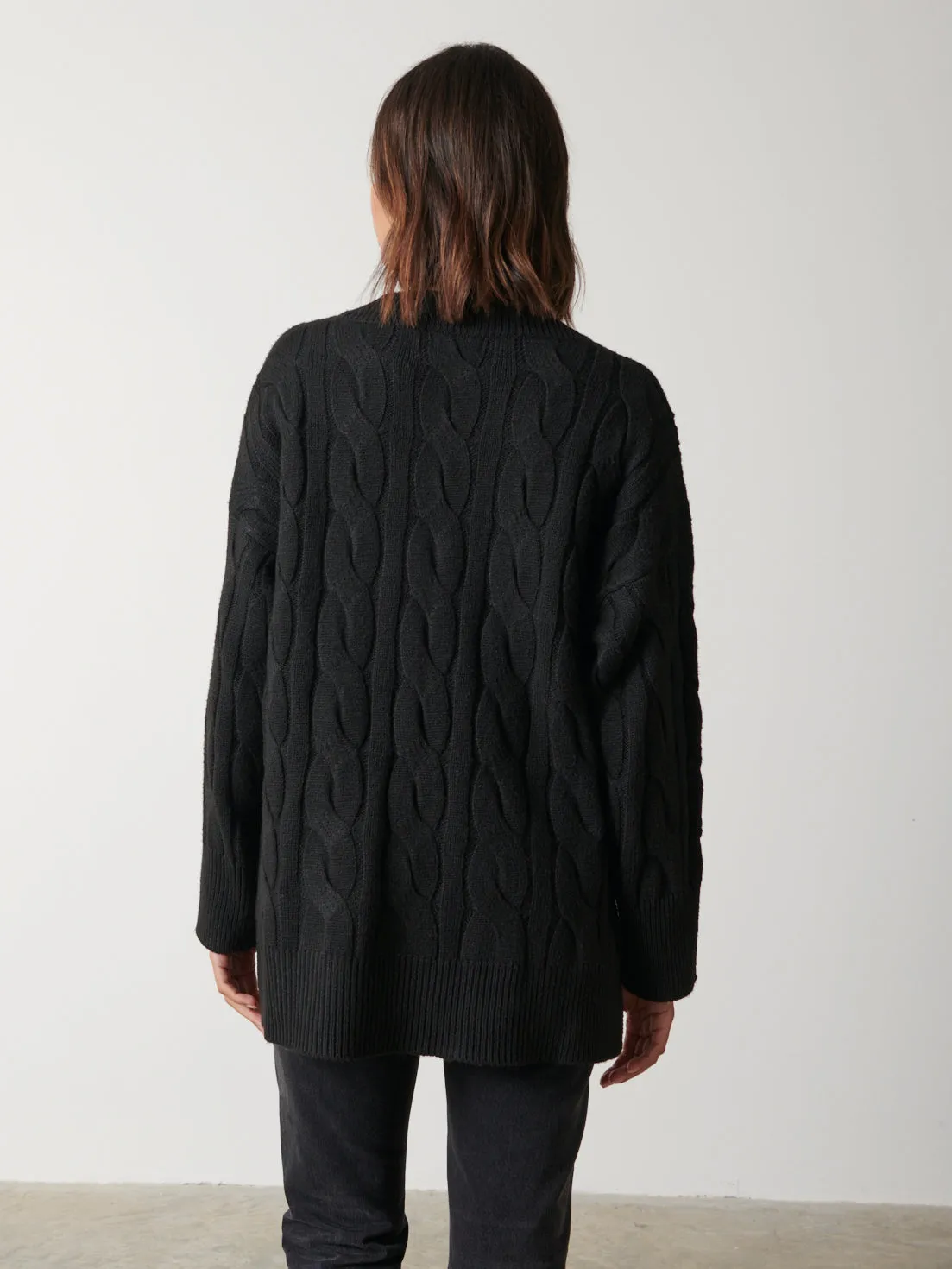 Ashlie Cable Knit V Neck Jumper - Black sold by Pretty Lavish product image thumbnail 3