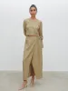 Abigail Wrap Linen Midaxi Skirt - Olive sold by Pretty Lavish