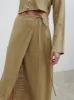 Abigail Wrap Linen Midaxi Skirt - Olive sold by Pretty Lavish