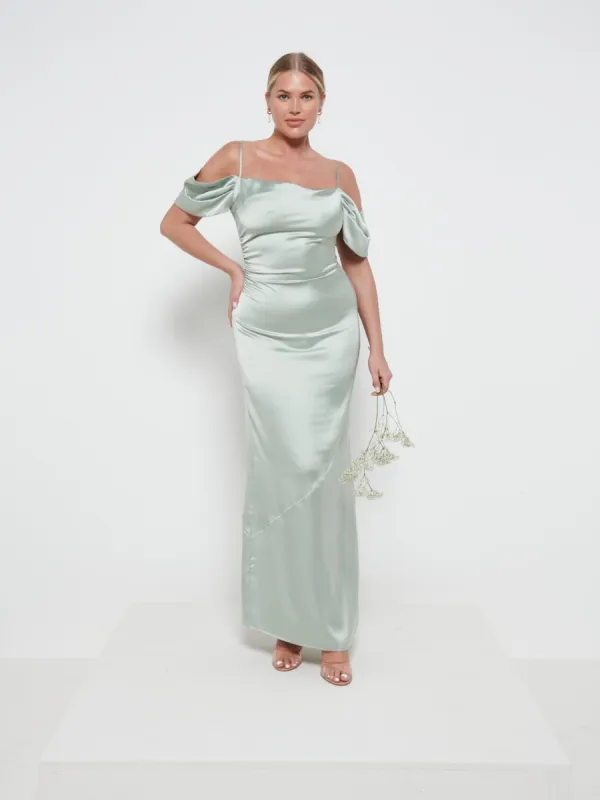Lucette Recycled Maxi Bridesmaid Dress - Sage sold by Pretty Lavish