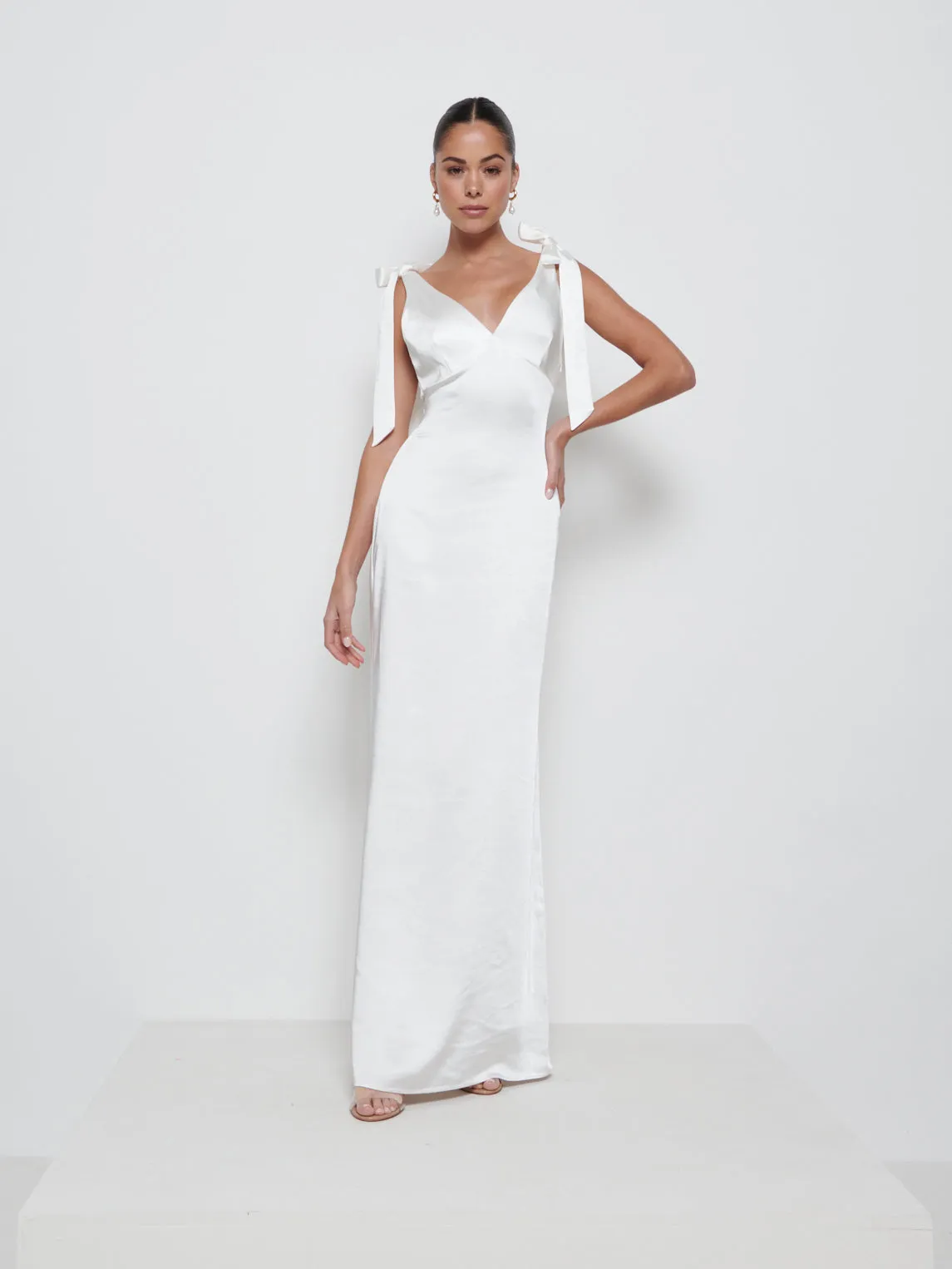 Piper Tie Maxi Bridesmaid Dress - Ivory sold by Pretty Lavish product image thumbnail 4