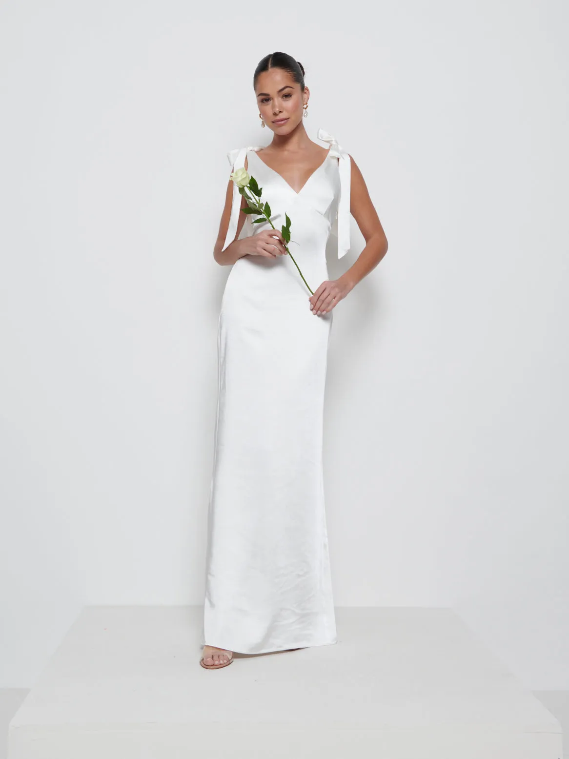 Piper Tie Maxi Bridesmaid Dress - Ivory sold by Pretty Lavish