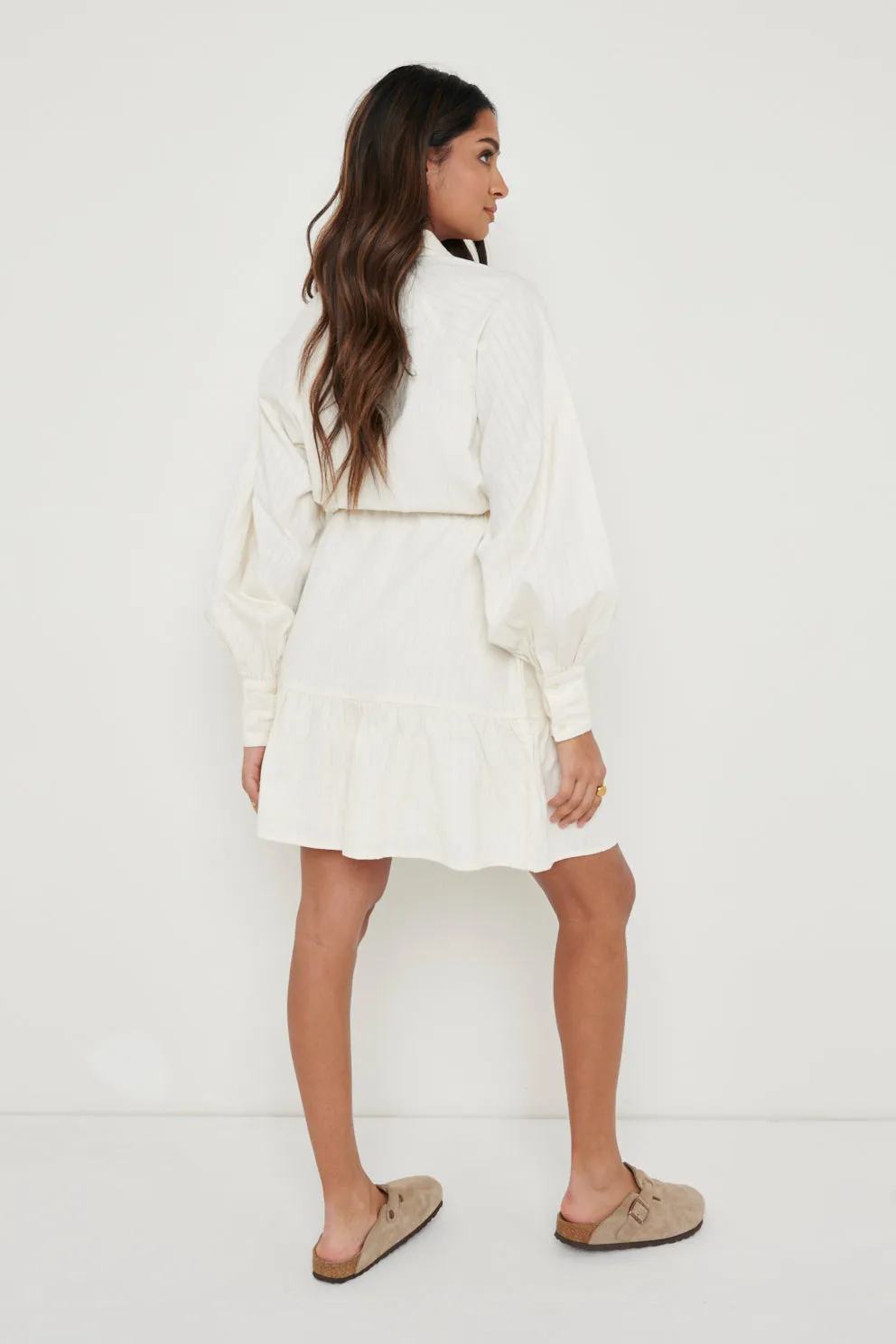 Mabel Drawstring Shirt Mini Dress - White sold by Pretty Lavish product image thumbnail 2