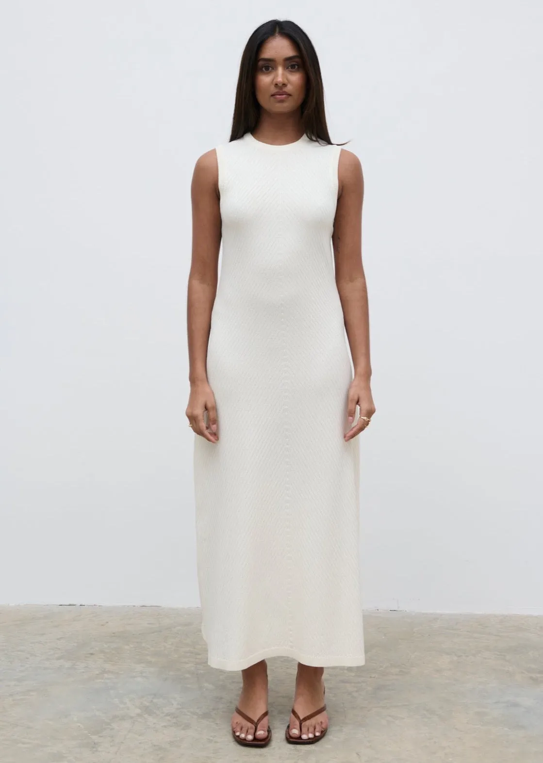 Portia Shift Knit Midaxi Dress - Cream sold by Pretty Lavish product image thumbnail 4