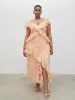 Eloise Ruffle Midaxi Dress Curve - Apricot sold by Pretty Lavish