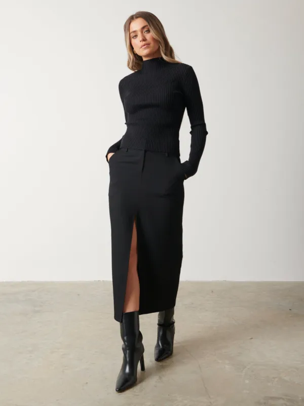Frankie Tailored Midaxi Skirt - Black sold by Pretty Lavish