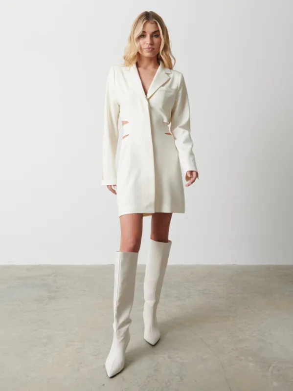 Zoe Cut Out Blazer Dress - Cream sold by Pretty Lavish
