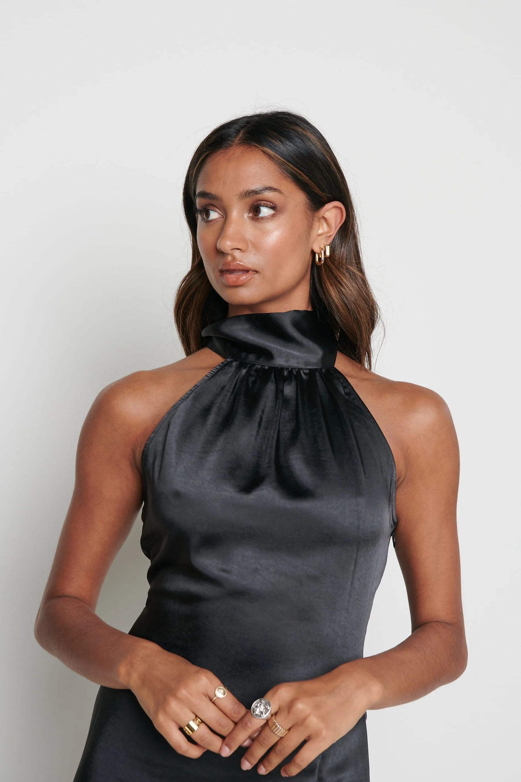 Raleigh Halter neck Tie Dress- Black sold by Pretty Lavish product image thumbnail 4