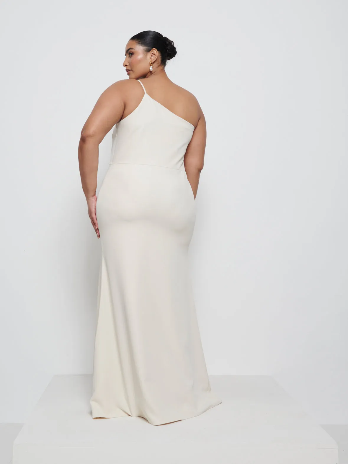 Amelia Crepe Maxi Bridesmaid Dress Curve - Champagne sold by Pretty Lavish product image thumbnail 3
