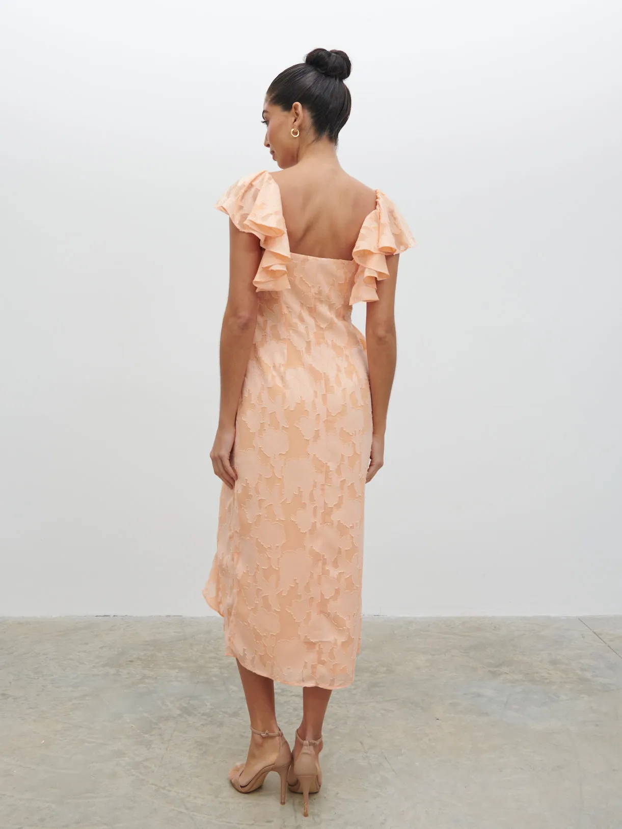 Eloise Ruffle Midaxi Dress - Apricot sold by Pretty Lavish product image thumbnail 4