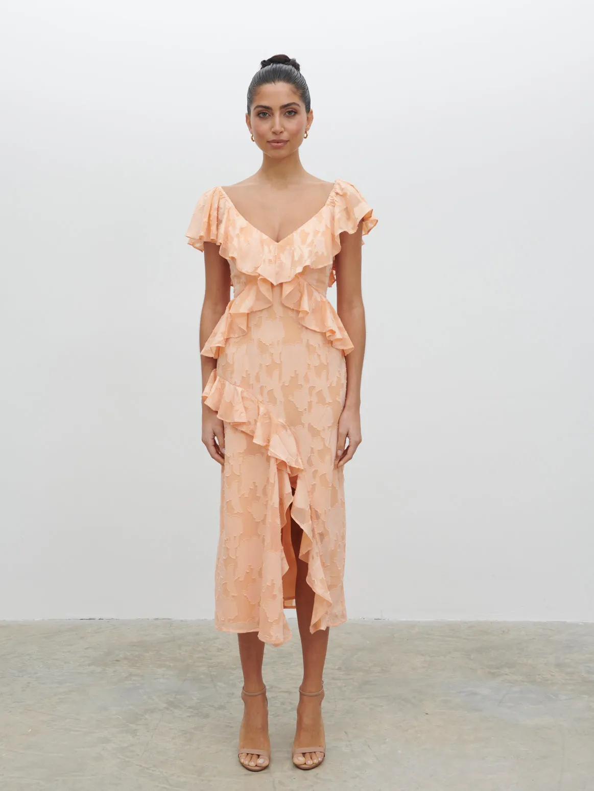 Eloise Ruffle Midaxi Dress - Apricot sold by Pretty Lavish product image thumbnail 5