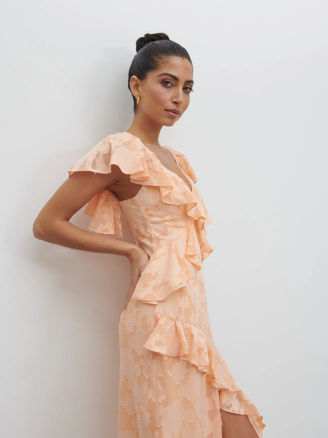 Eloise Ruffle Midaxi Dress - Apricot sold by Pretty Lavish product image thumbnail 2