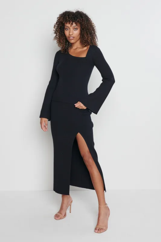 Blythe Cut Out Knit Top - Black sold by Pretty Lavish