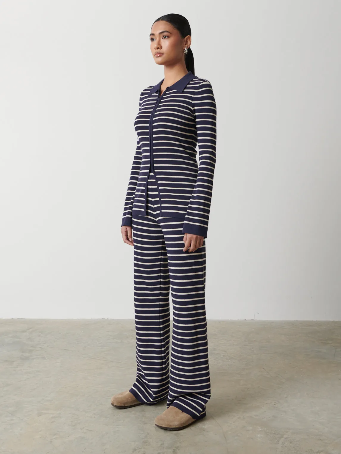 Avery Striped Zip Knit Top - Navy and Cream sold by Pretty Lavish product image thumbnail 3