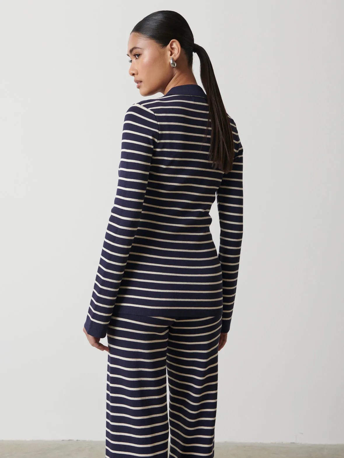 Avery Striped Zip Knit Top - Navy and Cream sold by Pretty Lavish product image thumbnail 4