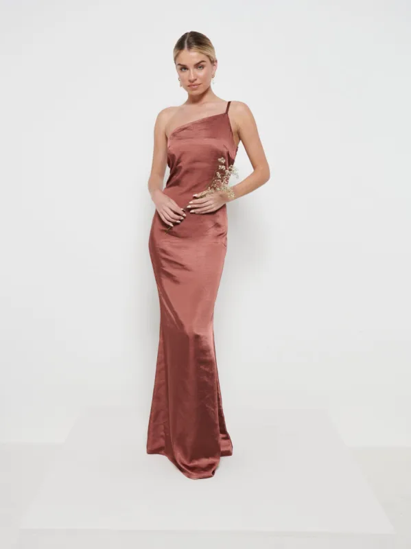 Amelia Maxi Bridesmaid Dress - Matte Mahogany sold by Pretty Lavish
