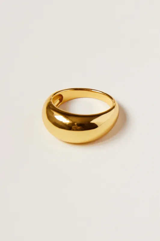 Renne Thick Band Ring - Recycled Silver Gold Plated sold by Pretty Lavish