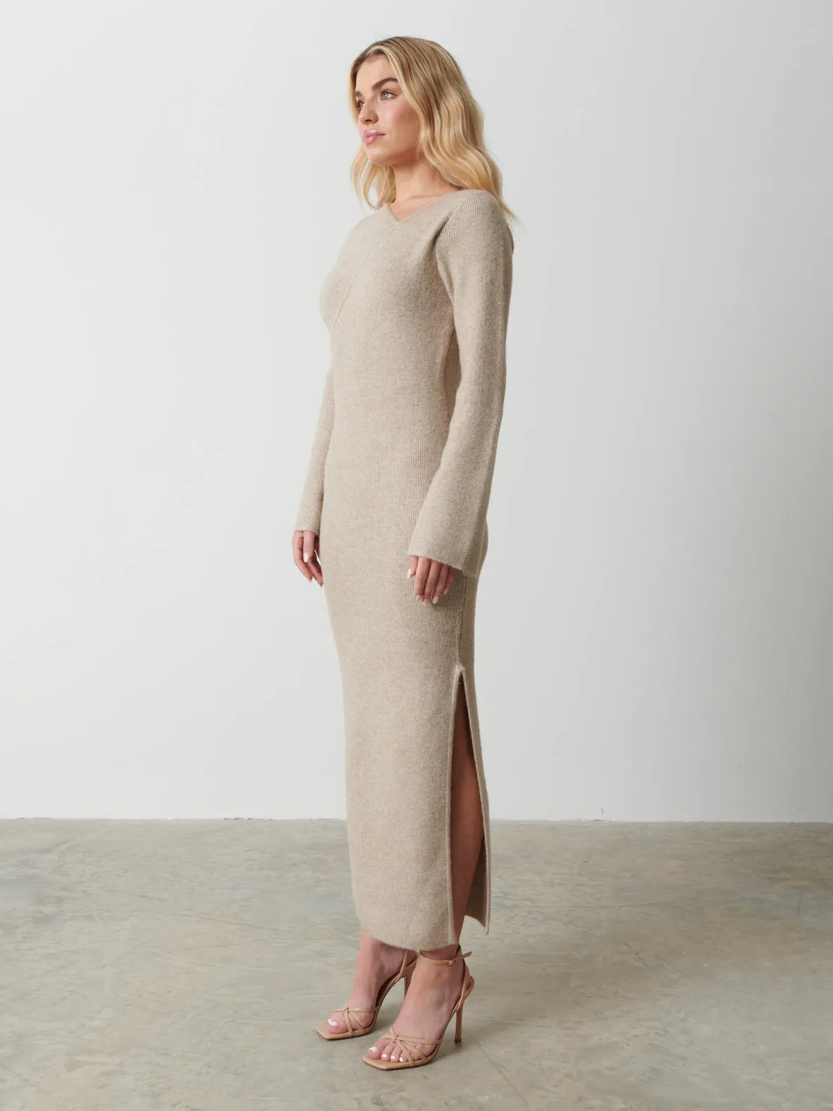 Zariah Space Dye Midaxi Dress - Beige sold by Pretty Lavish product image thumbnail 4