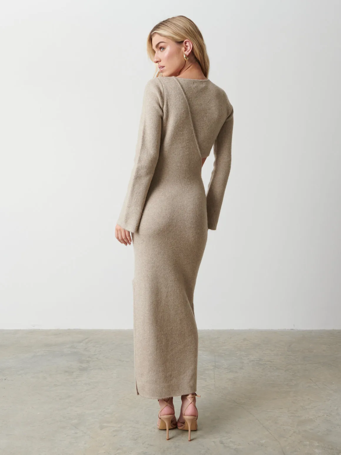 Zariah Space Dye Midaxi Dress - Beige sold by Pretty Lavish product image thumbnail 5