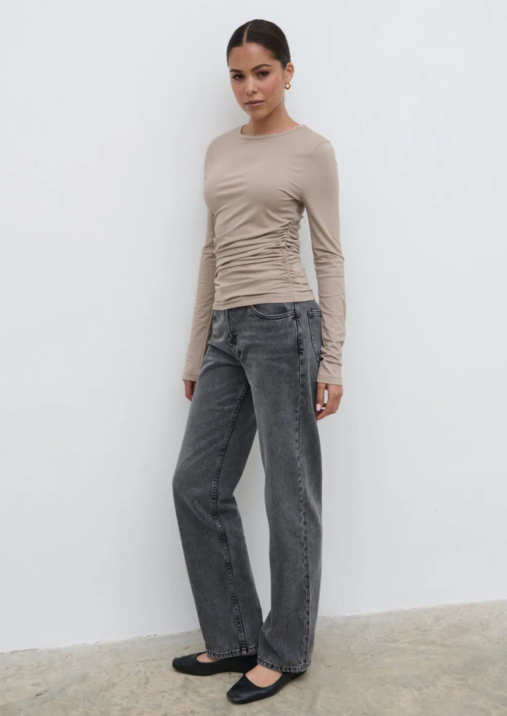 Celia Gathered Jersey Top - Taupe sold by Pretty Lavish product image thumbnail 4