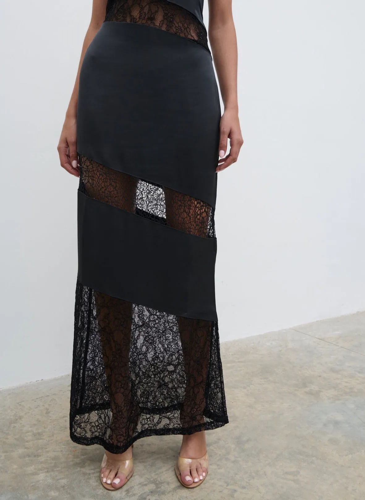 Monique Lace Inserted Slip Dress - Black sold by Pretty Lavish product image thumbnail 2