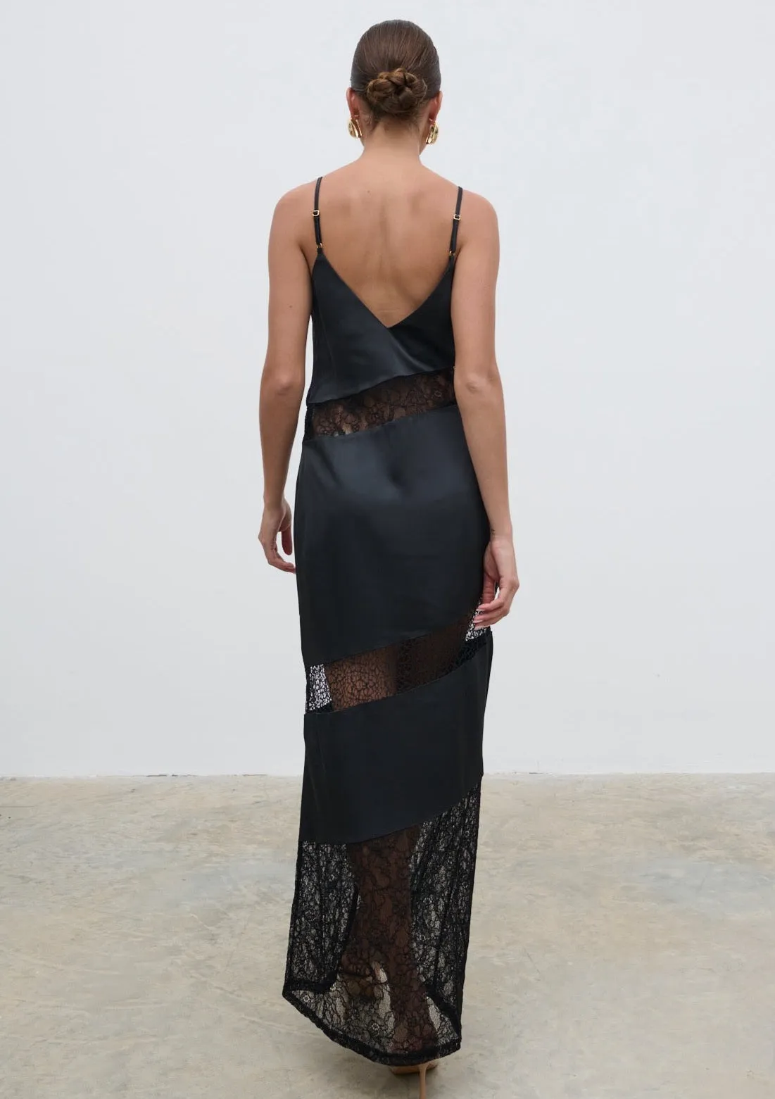 Monique Lace Inserted Slip Dress - Black sold by Pretty Lavish product image thumbnail 3