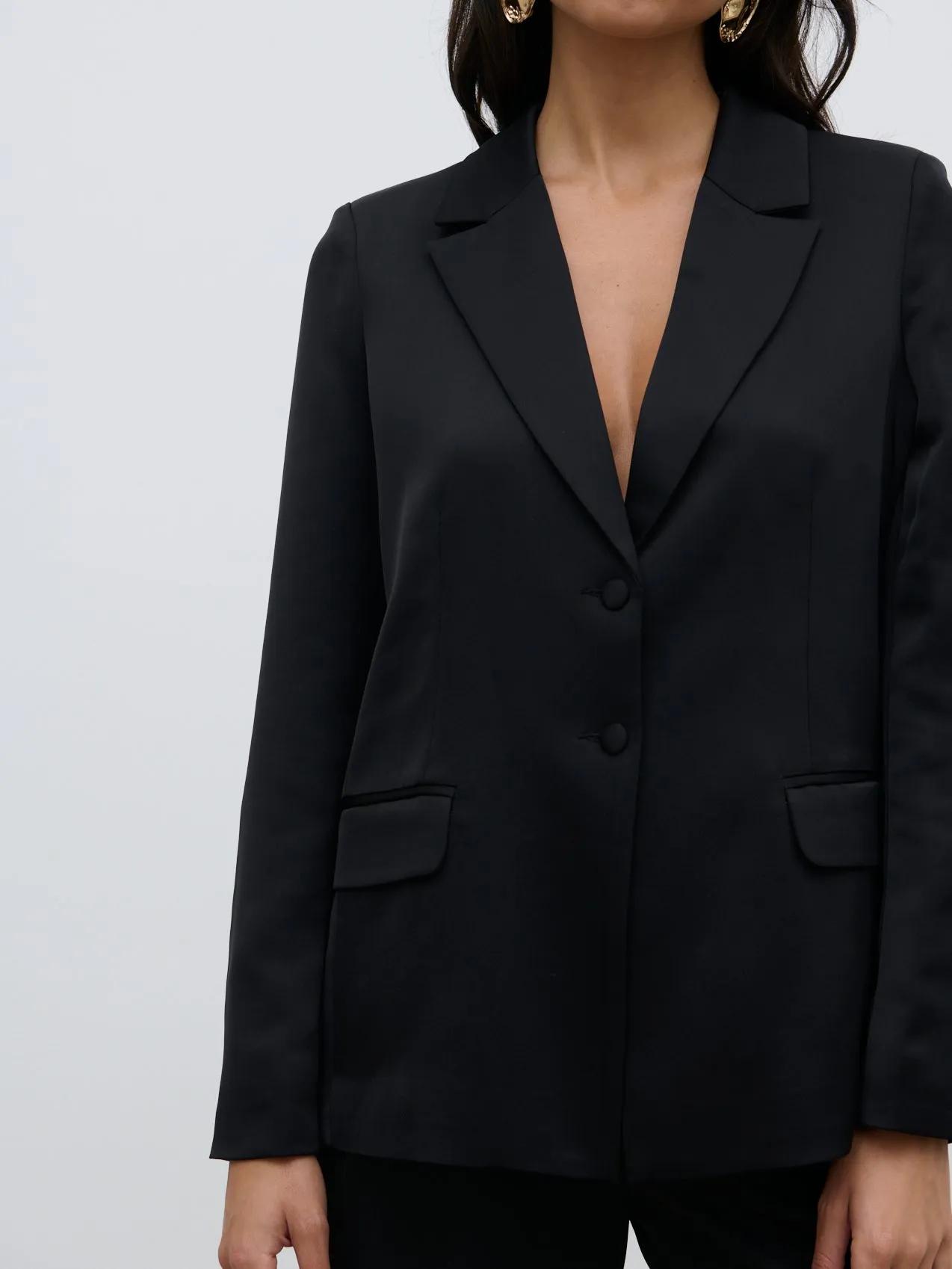 Callie Satin Blazer - Black sold by Pretty Lavish product image thumbnail 2