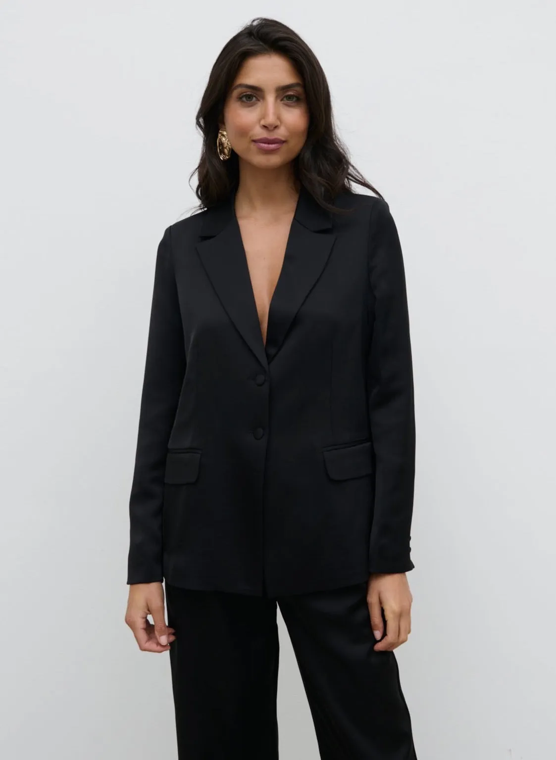 Callie Satin Blazer - Black sold by Pretty Lavish product image thumbnail 4