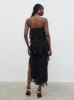 Perla Bandeau Ruffle Midaxi Dress - Black sold by Pretty Lavish