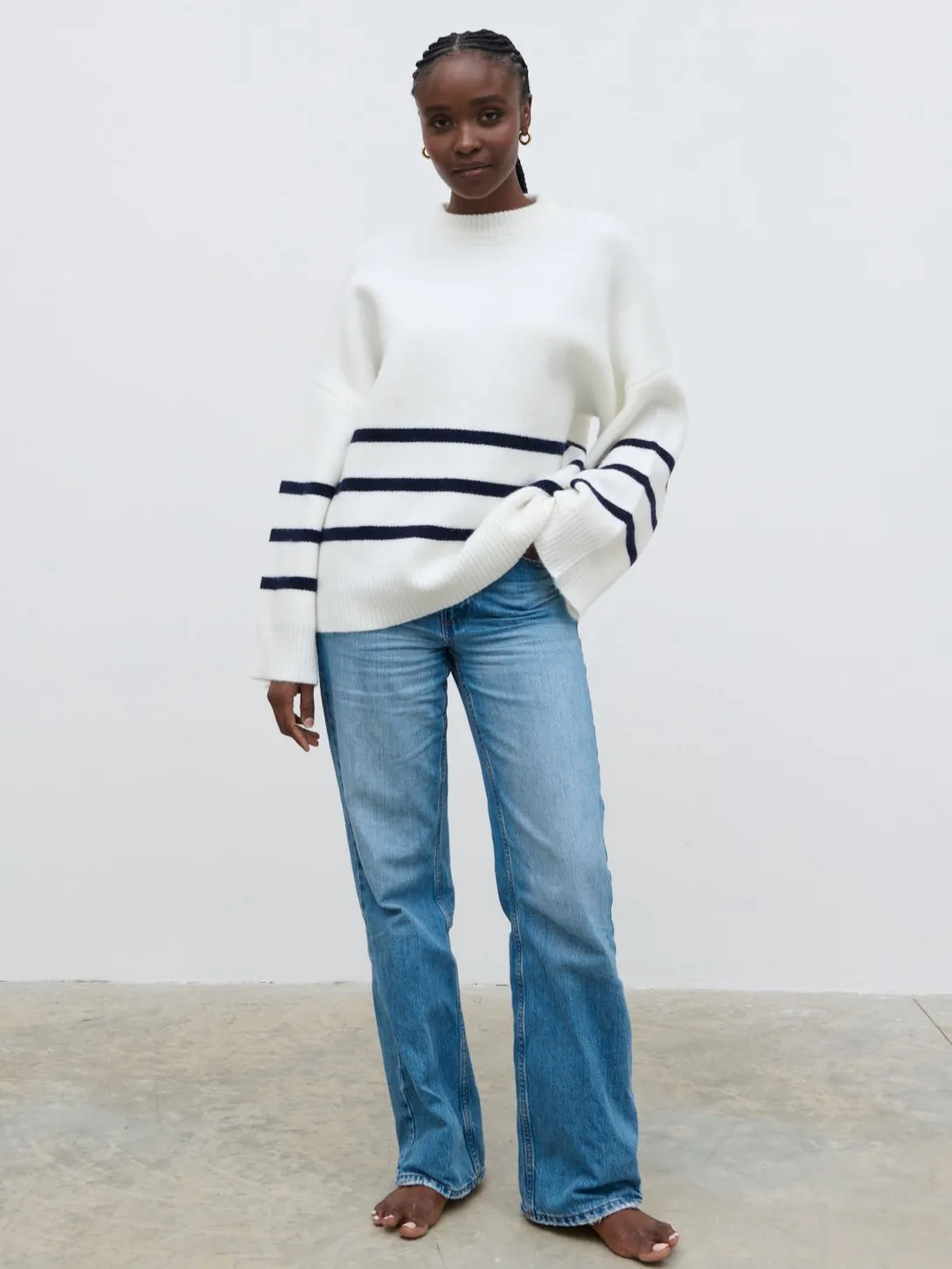 Miller Stripe Knit Jumper - Stone and Navy sold by Pretty Lavish product image thumbnail 5