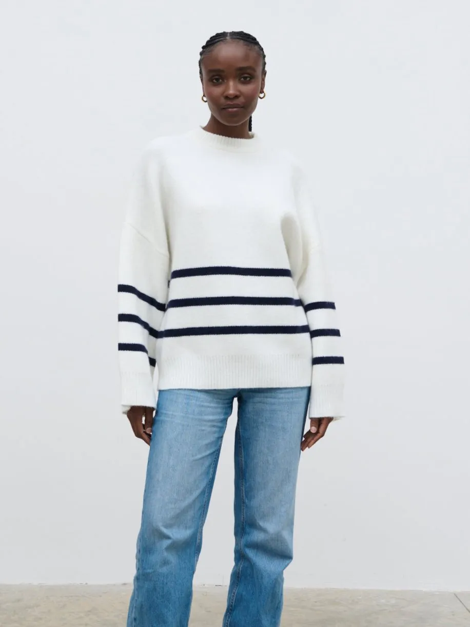 Miller Stripe Knit Jumper - Stone and Navy sold by Pretty Lavish product image thumbnail 3