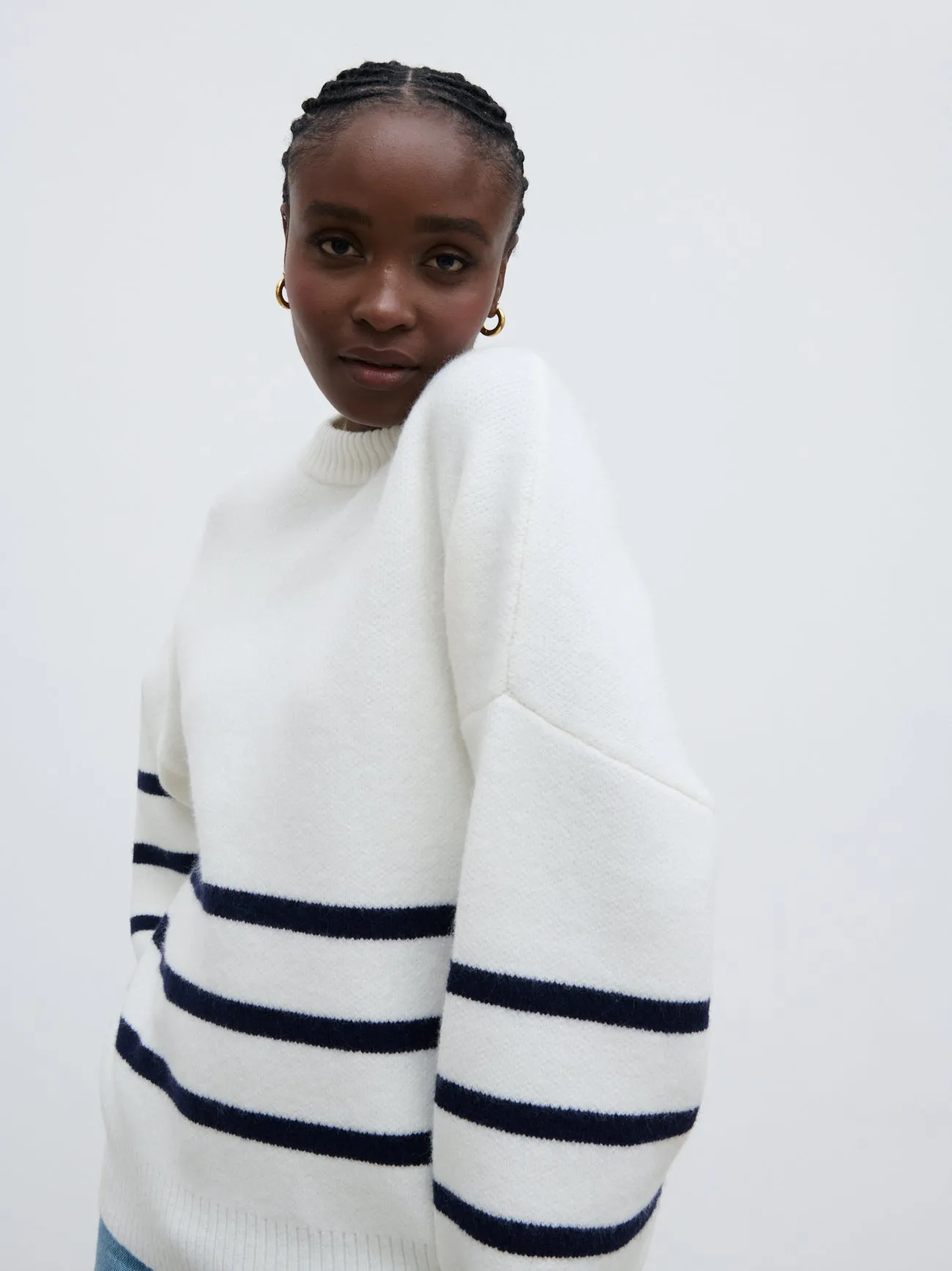 Miller Stripe Knit Jumper - Stone and Navy sold by Pretty Lavish product image thumbnail 2