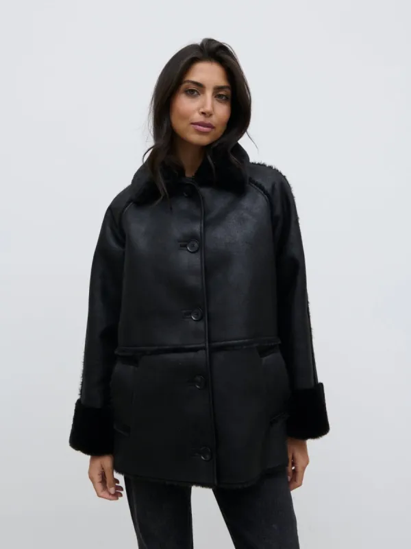 Sawyer Aviator Coat - Black sold by Pretty Lavish