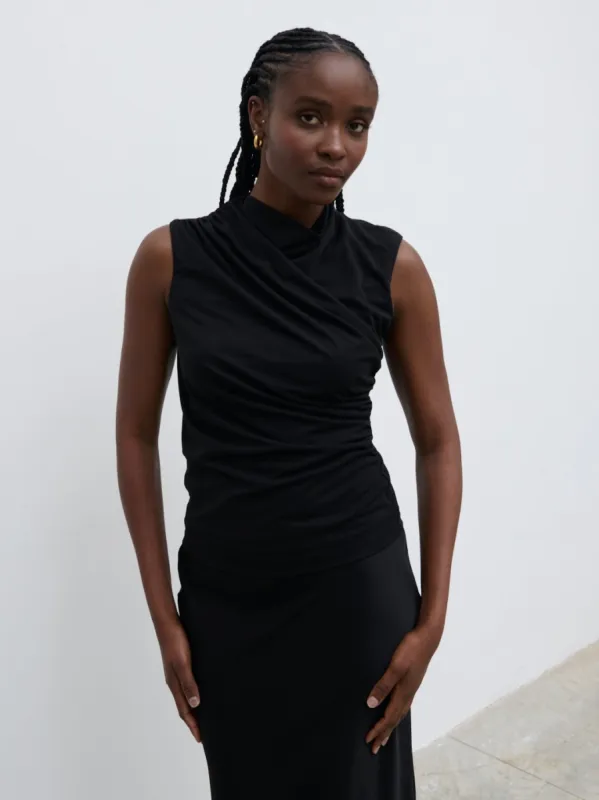 Rhea Jersey Sleeveless Top - Black sold by Pretty Lavish