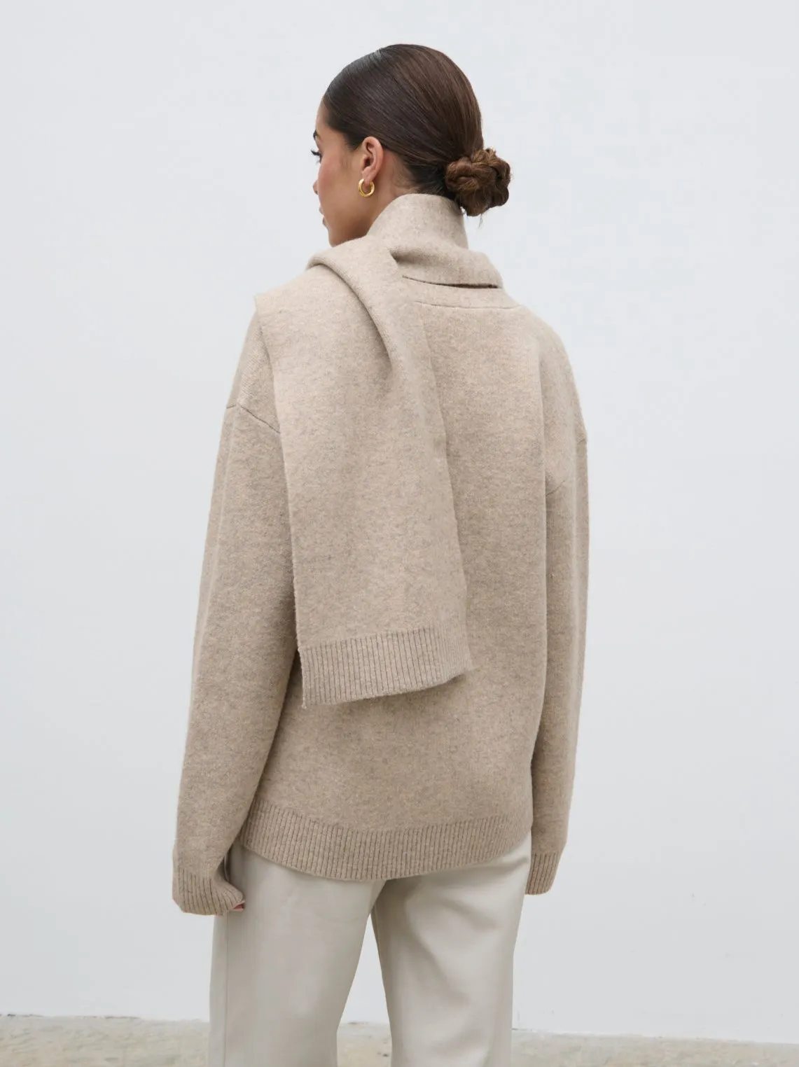 Murphy Cardigan Knit Scarf Set - Beige sold by Pretty Lavish product image thumbnail 4