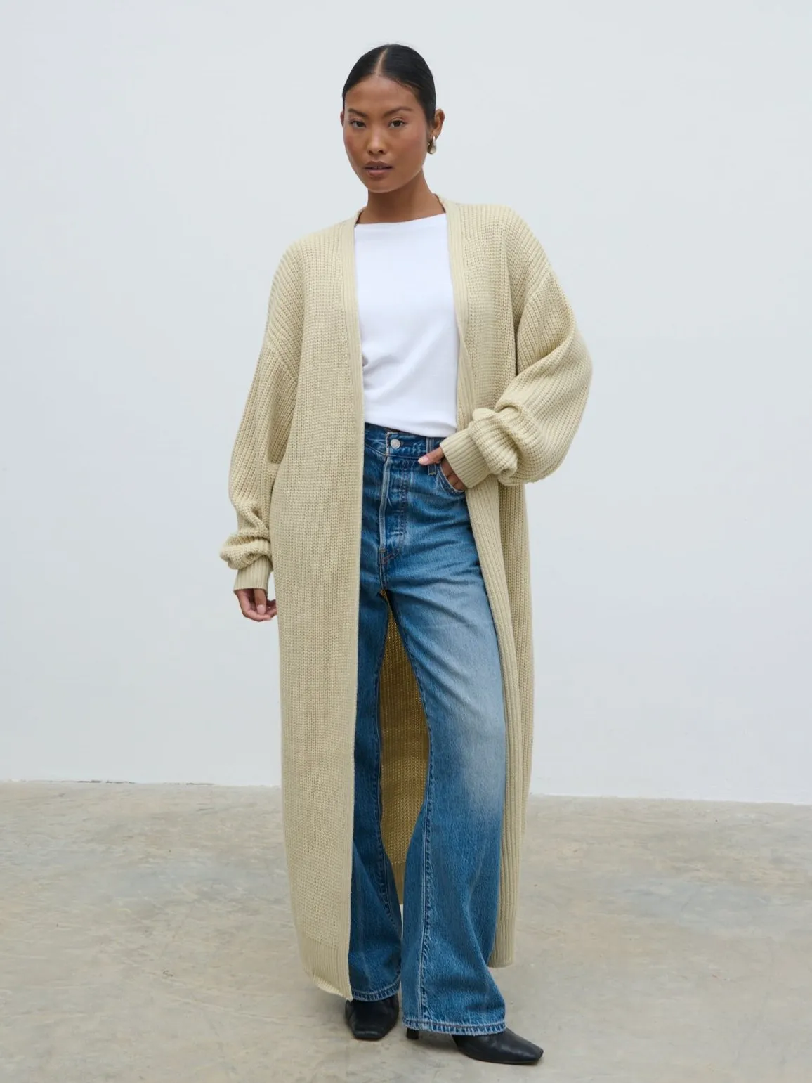 Arden Maxi Cardigan - Beige sold by Pretty Lavish