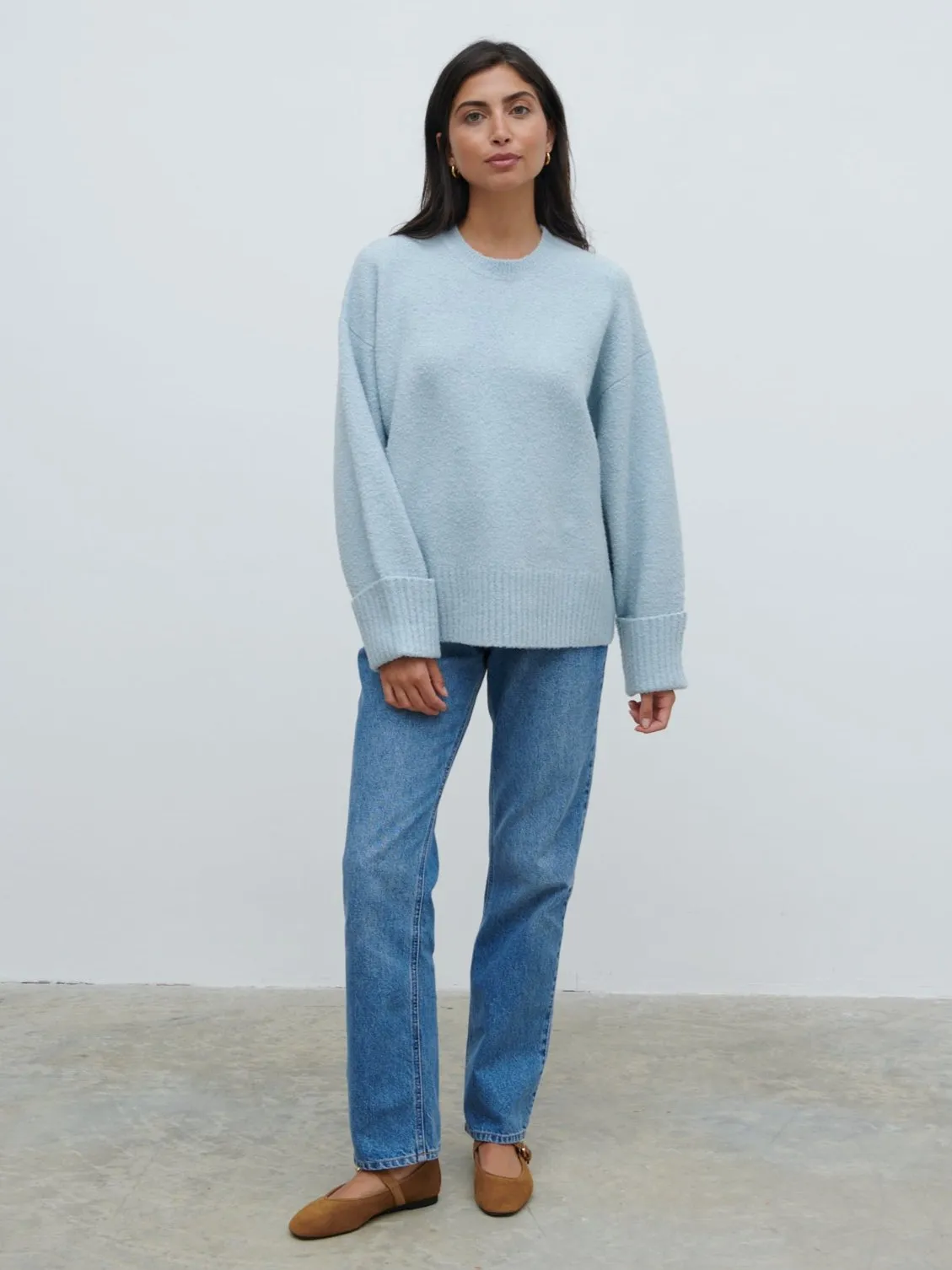 Camille Oversized Borg Knit Jumper - Pale Blue sold by Pretty Lavish product image thumbnail 4