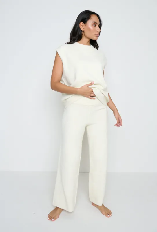 Millie Knit Trousers - Cream sold by Pretty Lavish